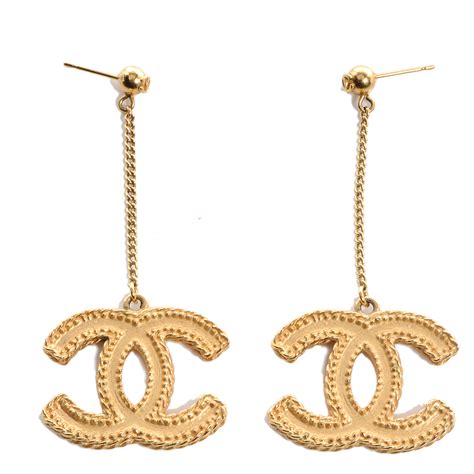 chanel women's metallic rhinestone gold-tone chain border cc clip-on earrings|chanel jewelry for sale.